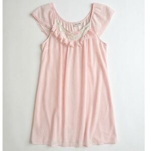 Kelly Reed Pink Flutter Sleeve Nightgown Floral Embroidery Lace Dress Medium